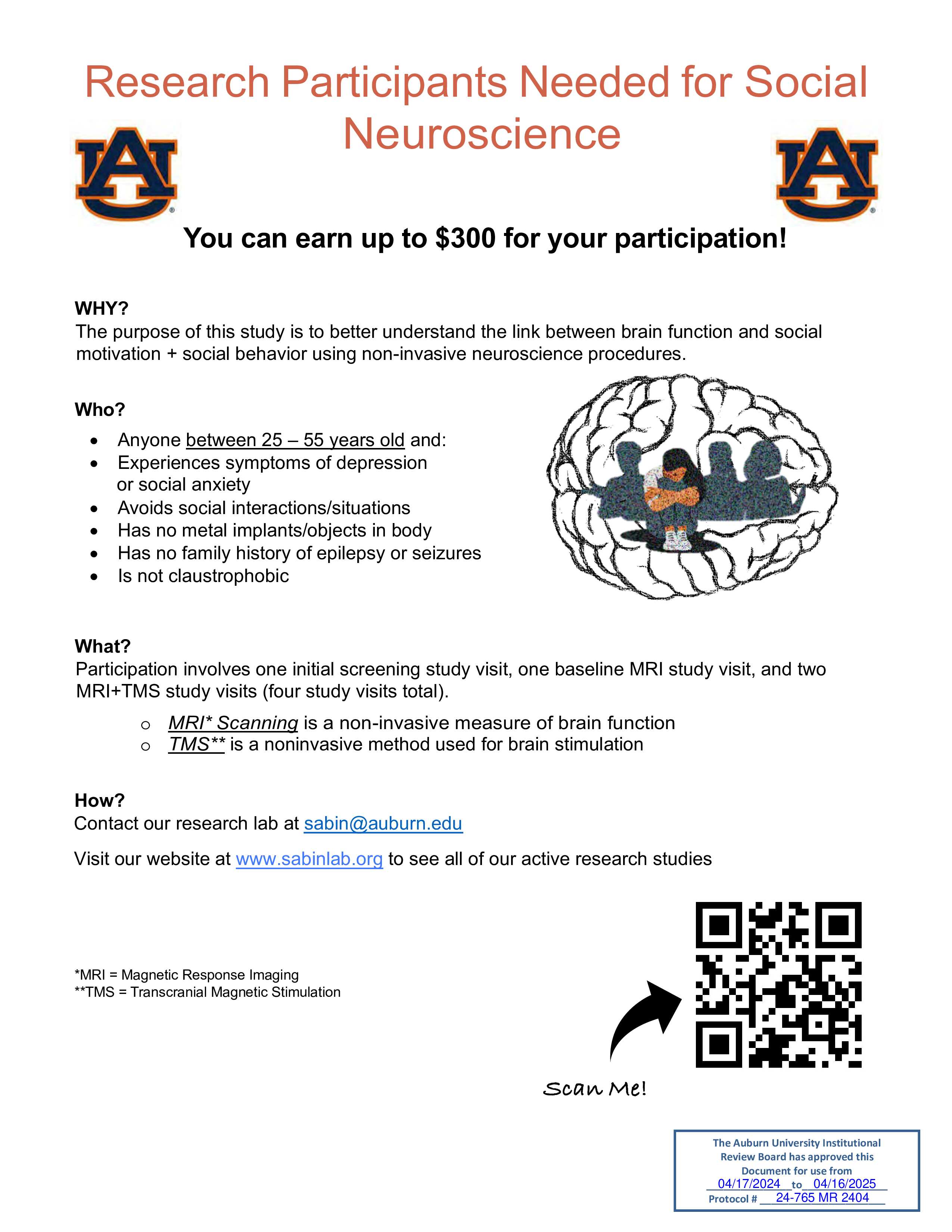 Auburn study opportunity.