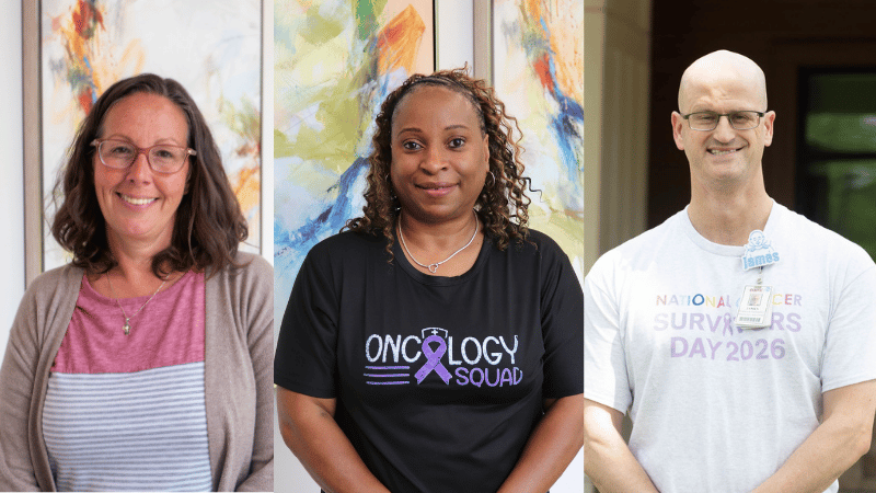 Massage therapists at the Spencer Cancer Center.