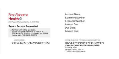 Example EAMC billing statement.